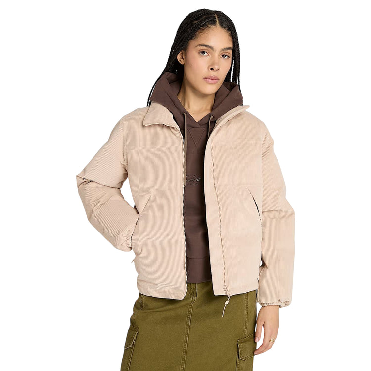 Piumino Donna in velluto a coste Welch Mountain Beige modella frontale