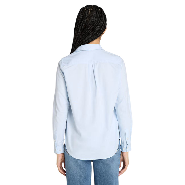Camicia Donna Oxford Long-Sleeve Celeste, con colletto classico