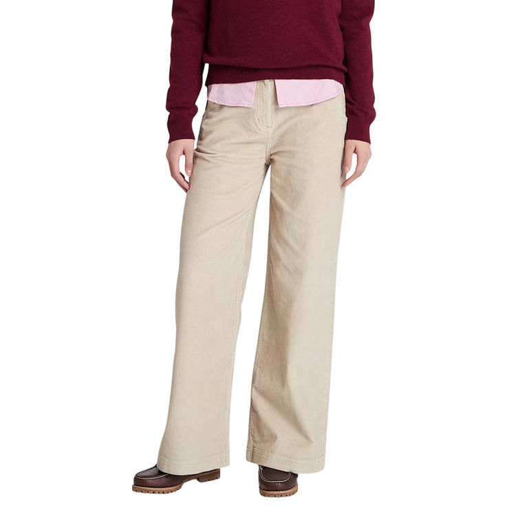 Pantaloni Donna in velluto a coste Délavé Beige modella frontale