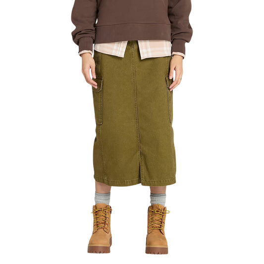 Gonna Cargo da Donna in Verde oliva modella frontale