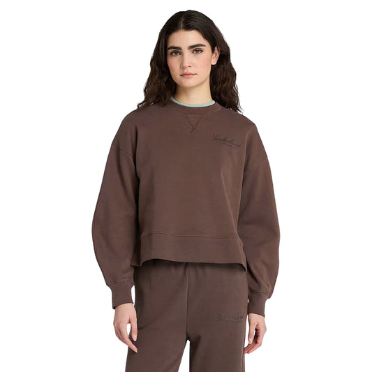 Felpa Donna Girocollo Lush Comfort Marrone modella frontale