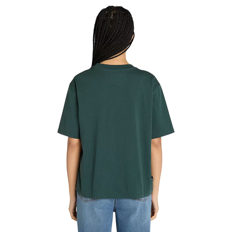 T-shirt Donna con grafica varsity Verde scuro modella retro