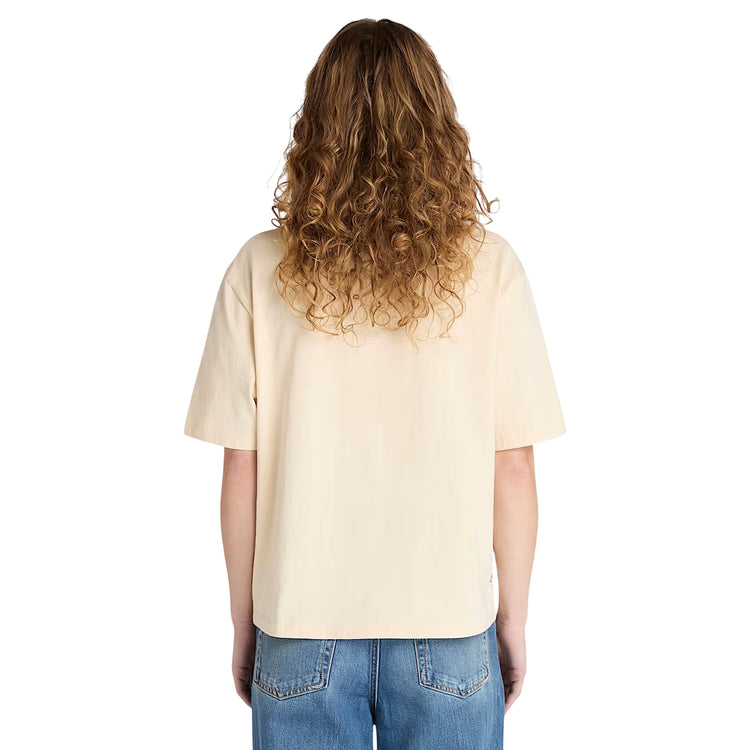 T-shirt Donna Beige con grafica sul petto e maniche corte