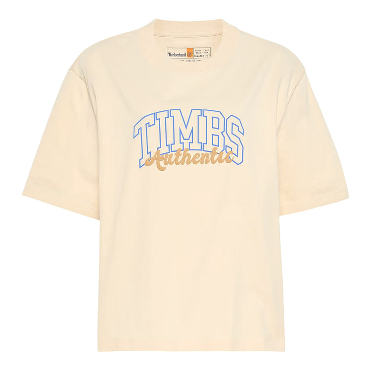 T-shirt Donna Beige con grafica sul petto e maniche corte