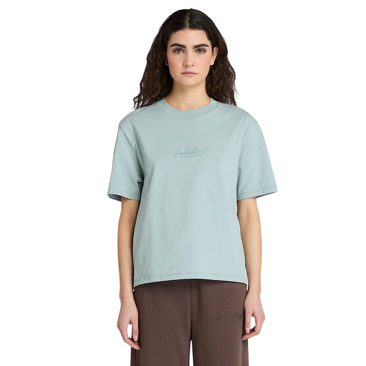 T-shirt Donna Lush Comfort Verde acqua modella frontale