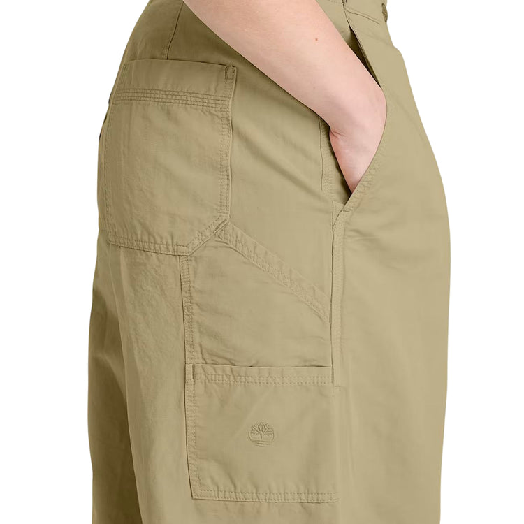 Pantaloni Donna Utility Cotone e Lino Verdi