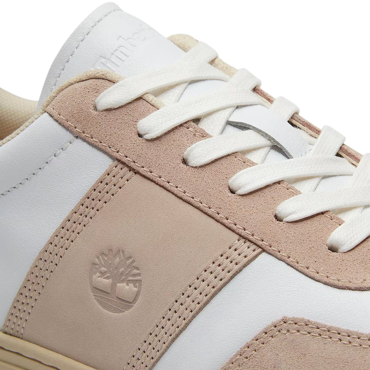 Sneaker in pelle da uomo bianco e beige chiaro