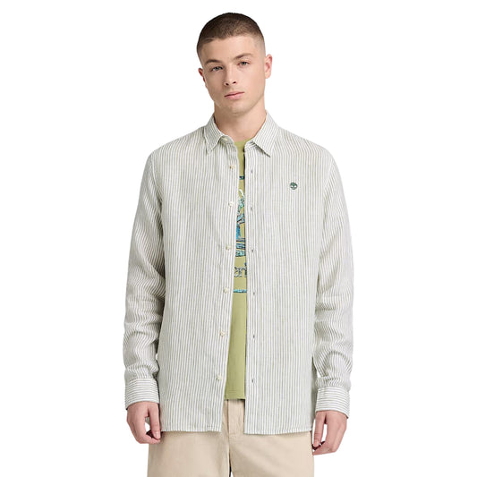 Camicia Uomo Mill Brook in misto lino a righe modello frontale