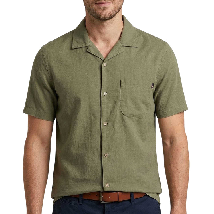 Camicia Uomo manica corta con taschino Verde modello frontale