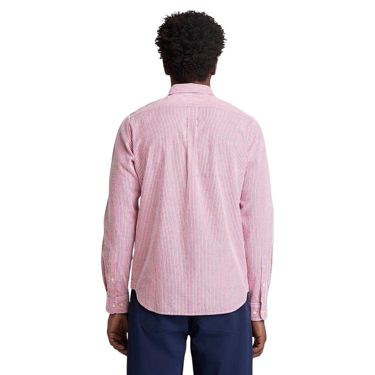 Camicia Seersucker a Righe Uomo rossa