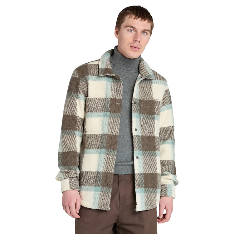 Giacca a camicia Uomo in misto lana Bianco modello frontale