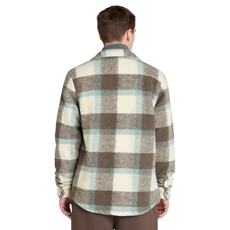 Giacca a camicia Uomo in misto lana Bianco modello retro