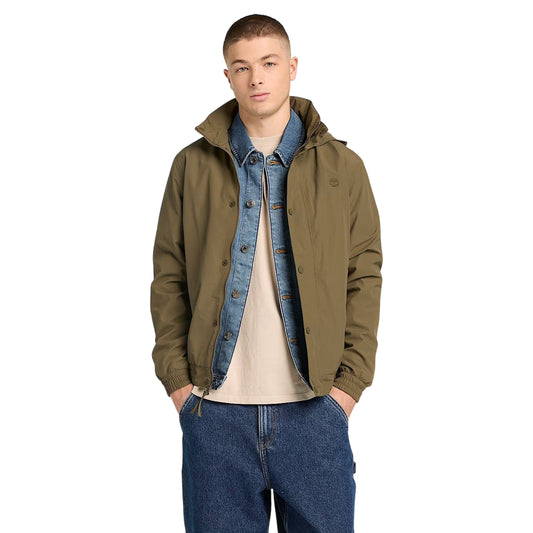 Bomber impermeabile con cappuccio verde militare