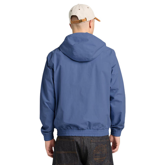 Bomber da uomo con cappuccio ripiegabile in blu chiaro