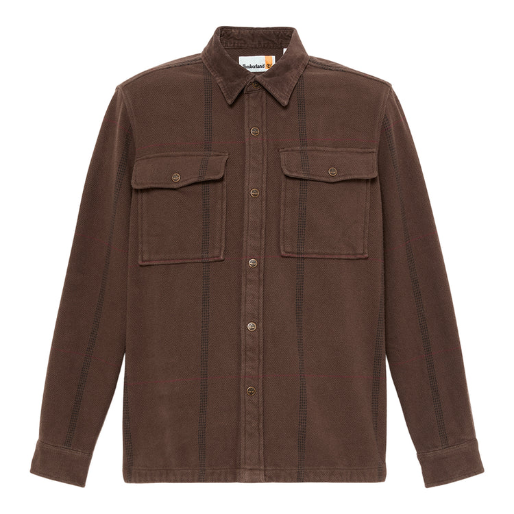 Camicia Uomo Utility con colletto in velluto a coste Marrone