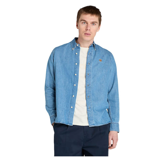 Camicia Uomo in denim con bottoni modello frontale