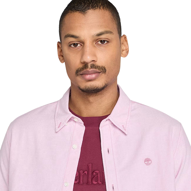 Camicia Uomo Oxford in Rosa modello frontale ravvicinato