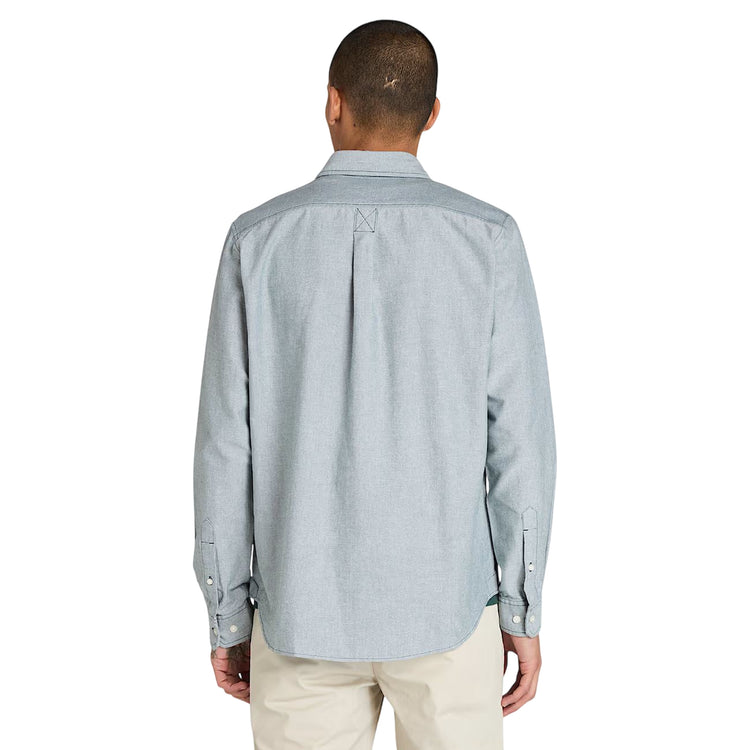 Camicia Uomo Oxford in Verde scuro modello retro