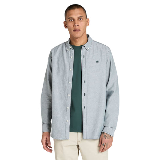 Camicia Uomo Oxford in Verde scuro modello frontale