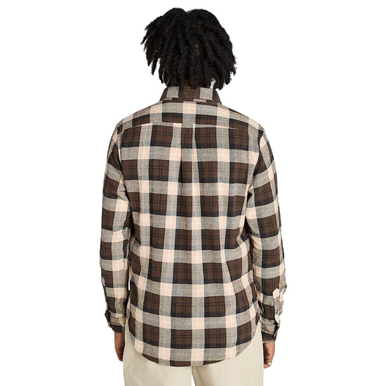 Camicia Uomo in flanella a quadri Marrone modello retro