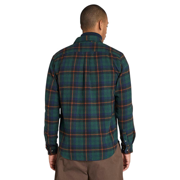 Camicia Uomo in flanella a quadri Verde scuro modello retro