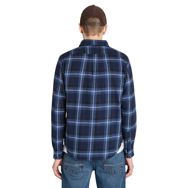 Camicia Uomo in flanella a quadri Blu scuro modello retro