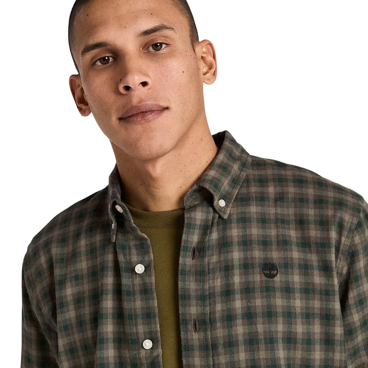 Camicia Uomo a quadretti Solucell Air Verde scuro modello frontale ravvicinato