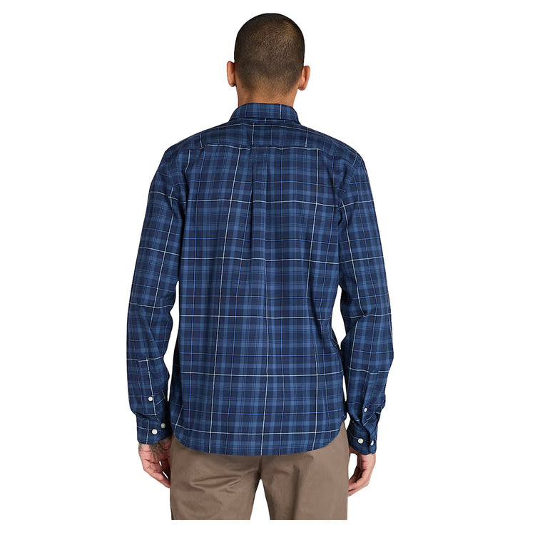 Camicia Uomo elasticizzata a quadri Blu modello retro