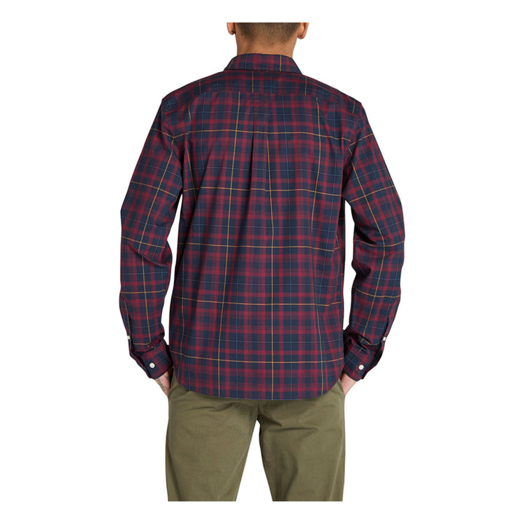 Camicia Uomo elasticizzata a quadri Bordeaux, con colletto classico