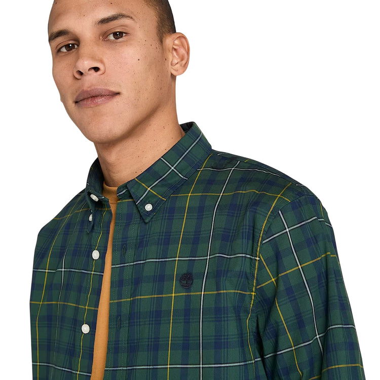Camicia Uomo elasticizzata a quadri Verde modello frontale ravvicinato