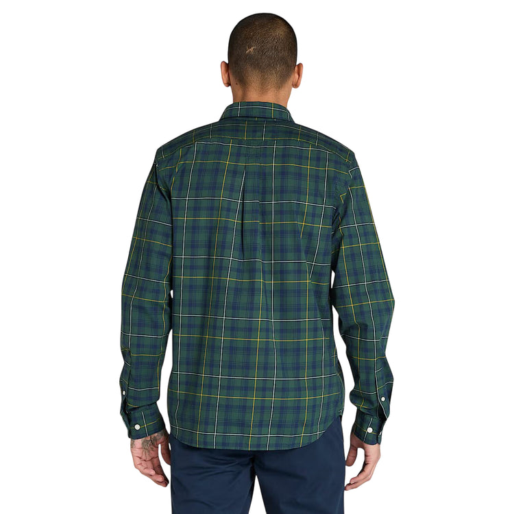 Camicia Uomo elasticizzata a quadri Verde modello retro