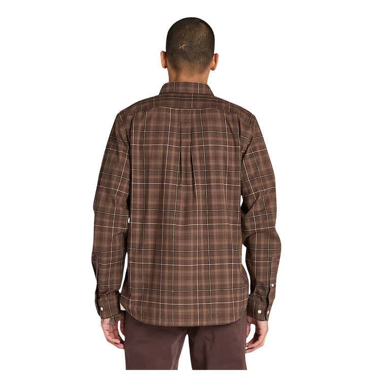 Camicia Uomo elasticizzata a quadri Marrone modello retro