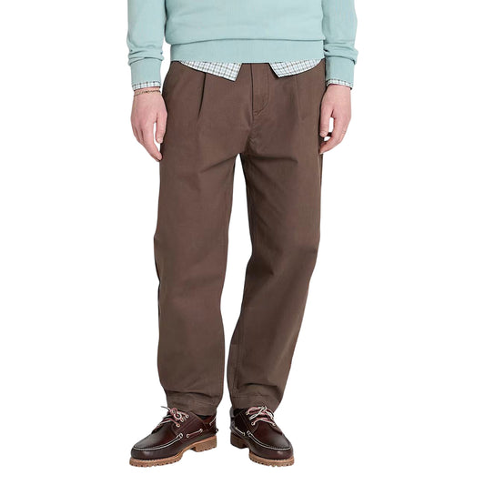 Pantaloni Uomo in Twill Manopesca effetto lavato Marrone modello frontale