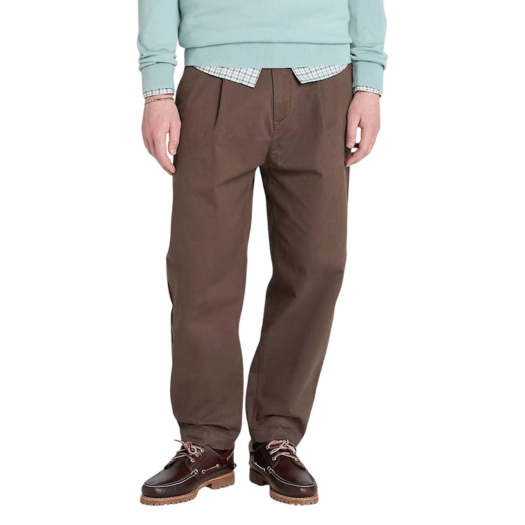 Pantaloni Uomo in Twill Manopesca effetto lavato Marrone modello frontale