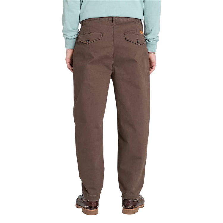 Pantaloni Uomo in Twill Manopesca effetto lavato Marrone modello retro