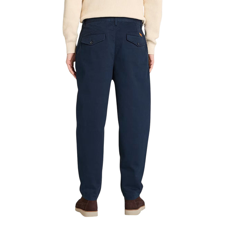 Pantaloni Uomo in Twill Manopesca effetto lavato Blu scuro modello retro