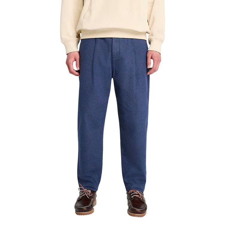 Pantaloni Chino Uomo Herringbone Claremont Blu scuro modello frontale