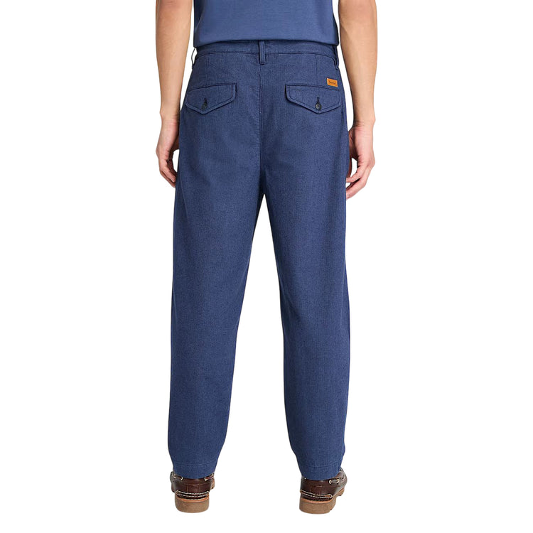 Pantaloni Chino Uomo Herringbone Claremont Blu scuro modello retro