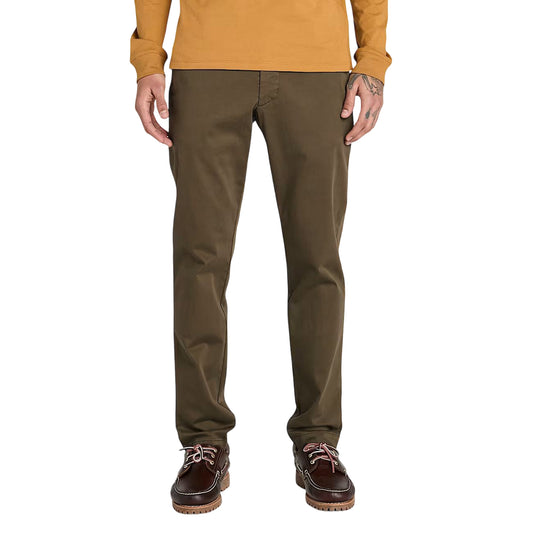 Pantaloni Uomo Chino Claremont Verde scuro modello frontale