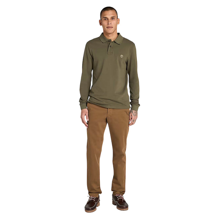 Pantaloni Uomo Chino Claremont Giallo scuro modello intero frontale