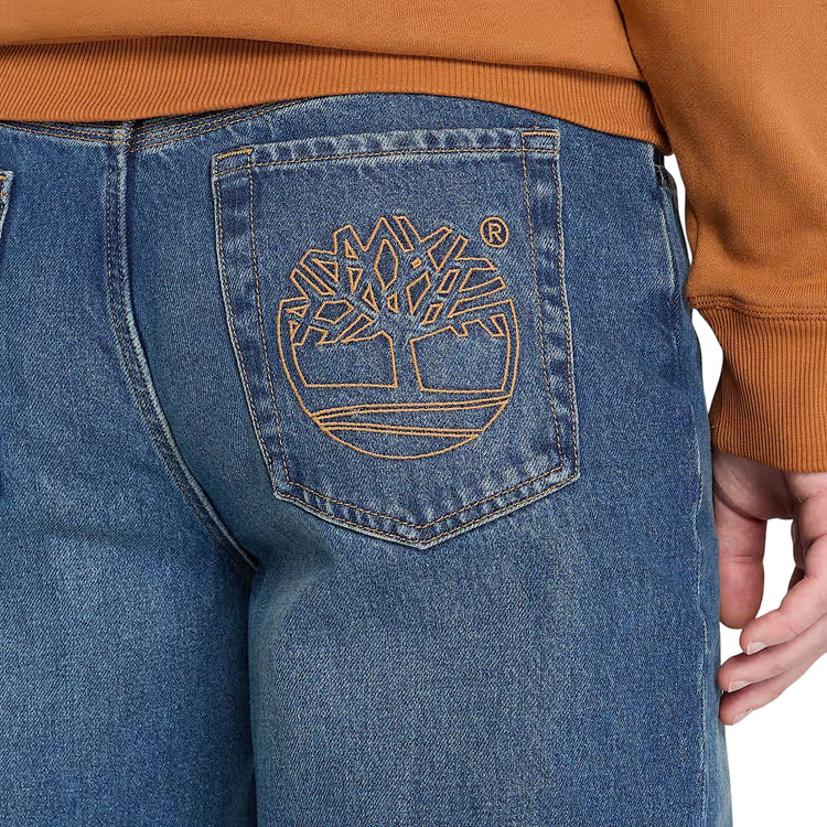 Pantaloni Uomo in Denim Ricamati Sandown dettaglio albero ricamato sul retro