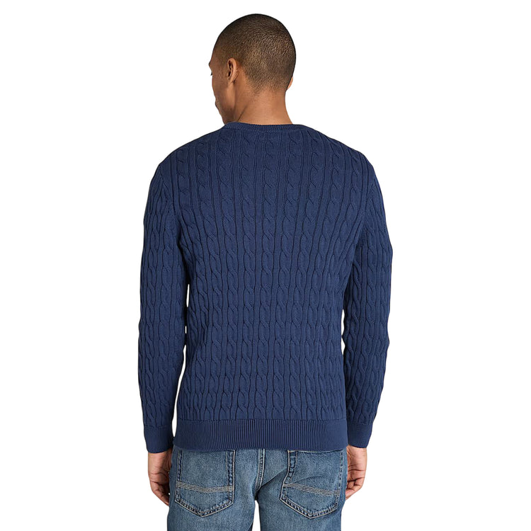 Maglione Uomo girocollo a trecce Williams River Blu modello retro