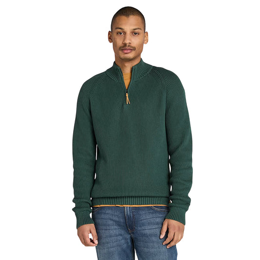 Maglione Uomo con zip a 1/4 Williams River Verde modello frontale