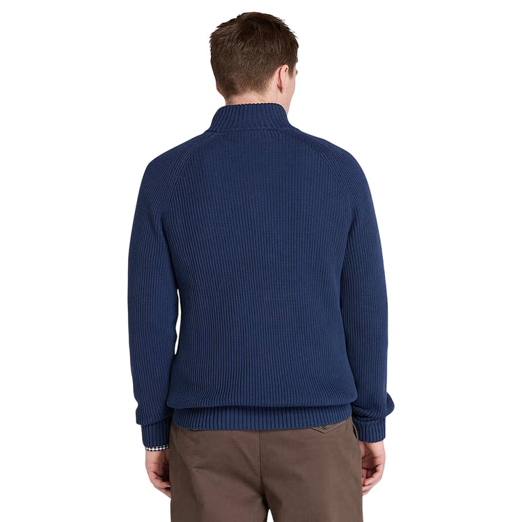 Maglione Uomo con zip a 1/4 Williams River Blu scuro modello retro