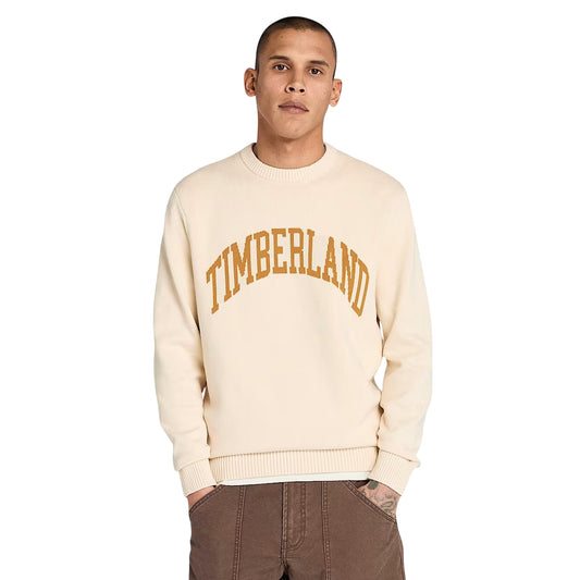 Maglione Uomo con Grafica Timberland Beige modello frontale