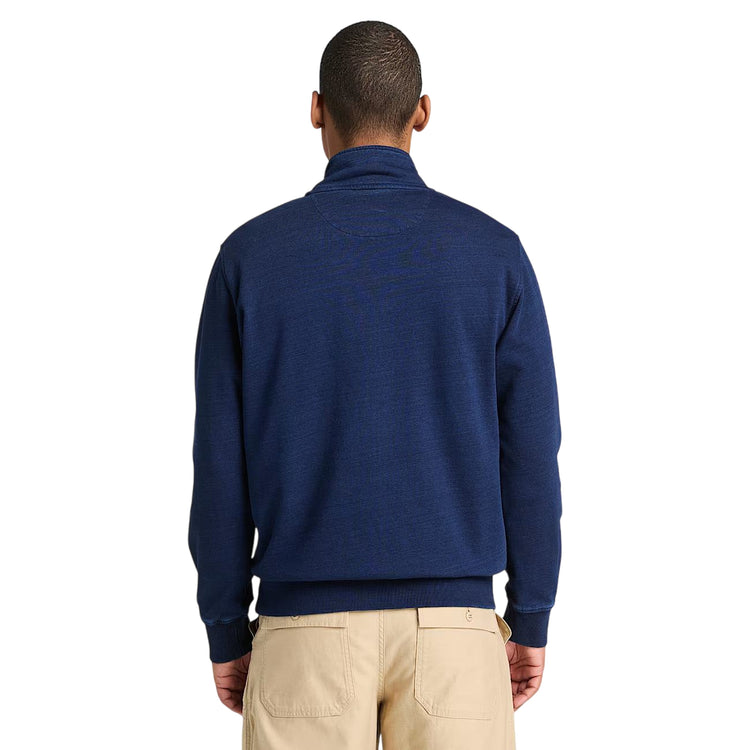 Felpa con zip da uomo in blu scuro