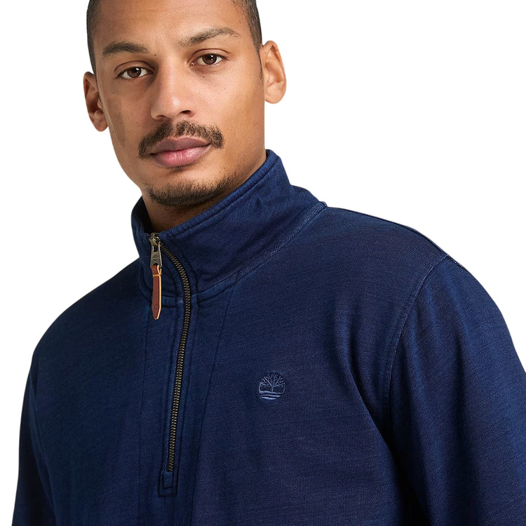 Felpa con zip da uomo in blu scuro