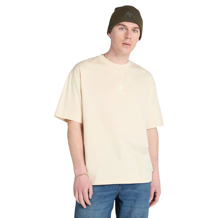 T-shirt Uomo con doppio logo Hampton Beige modello frontale