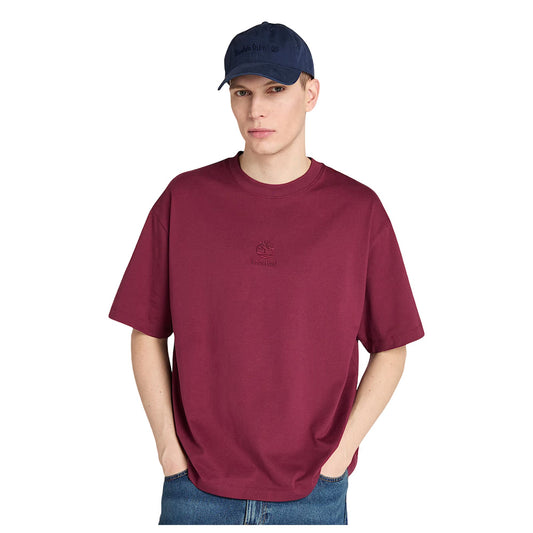 T-shirt Uomo con doppio logo Hampton Bordeaux modello frontale