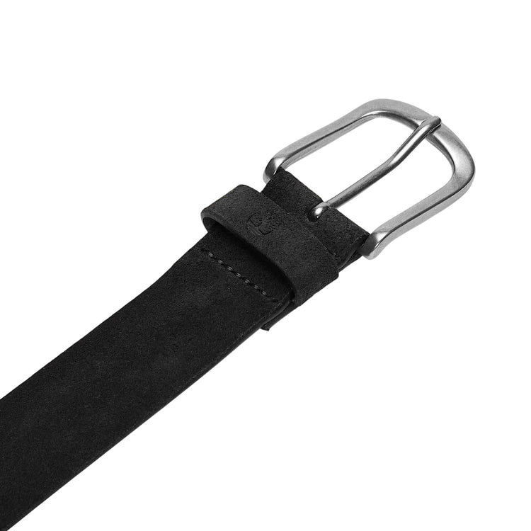 Cintura Uomo in Pelle Scamosciata Morbida Nera dettalio fibbia